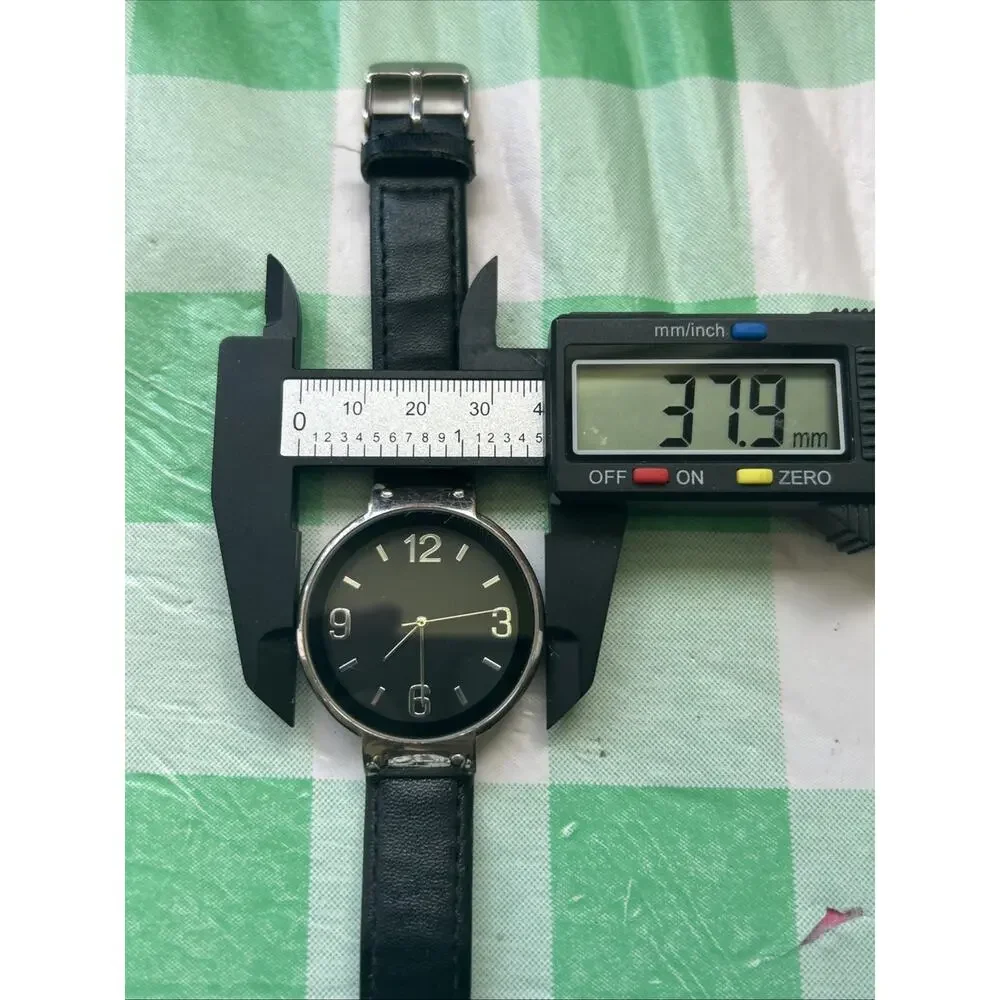 Silver Tone Black Dial Vegan Leather Women’s Quartz Watch